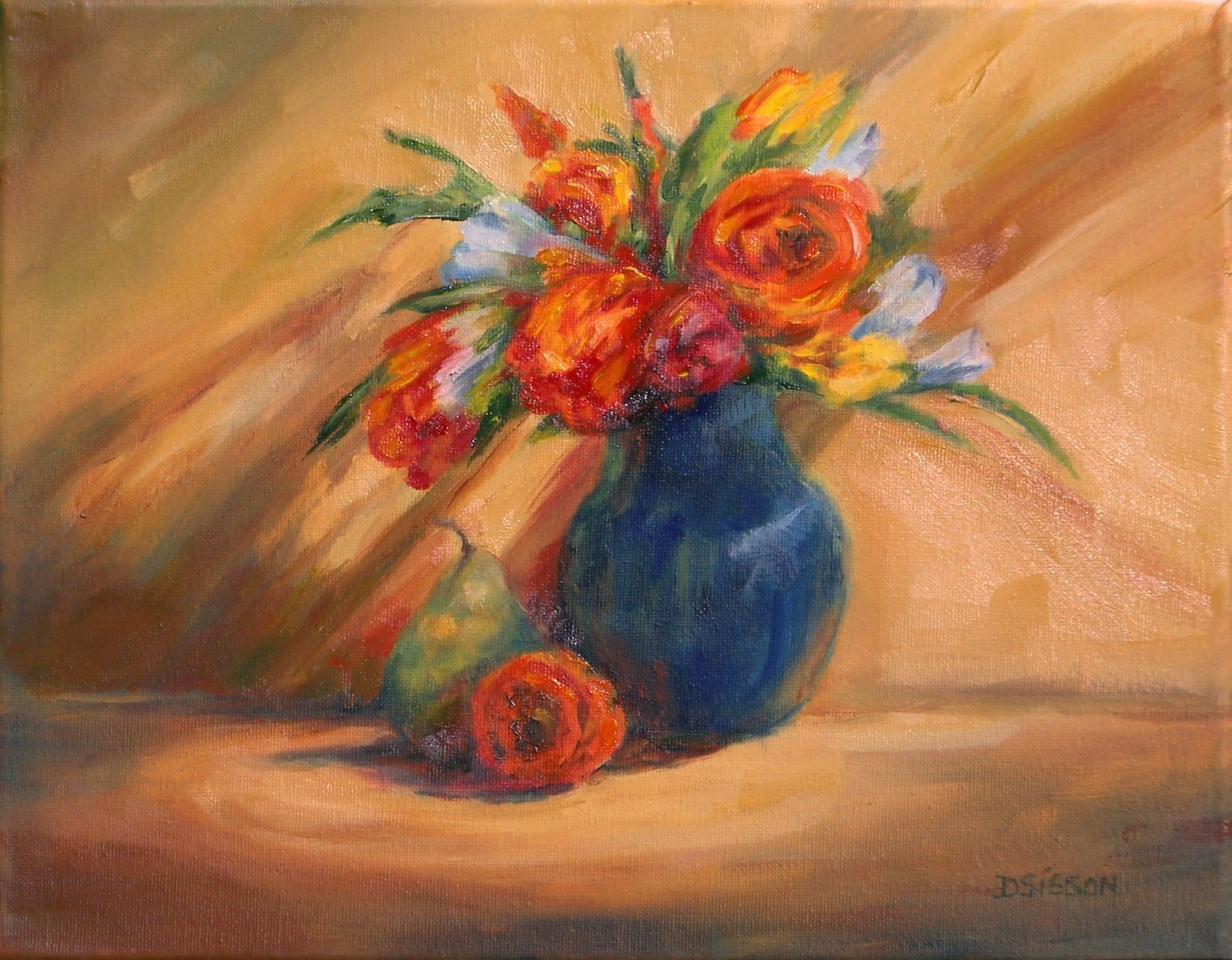 Натюрморт ваза с цветами мазками